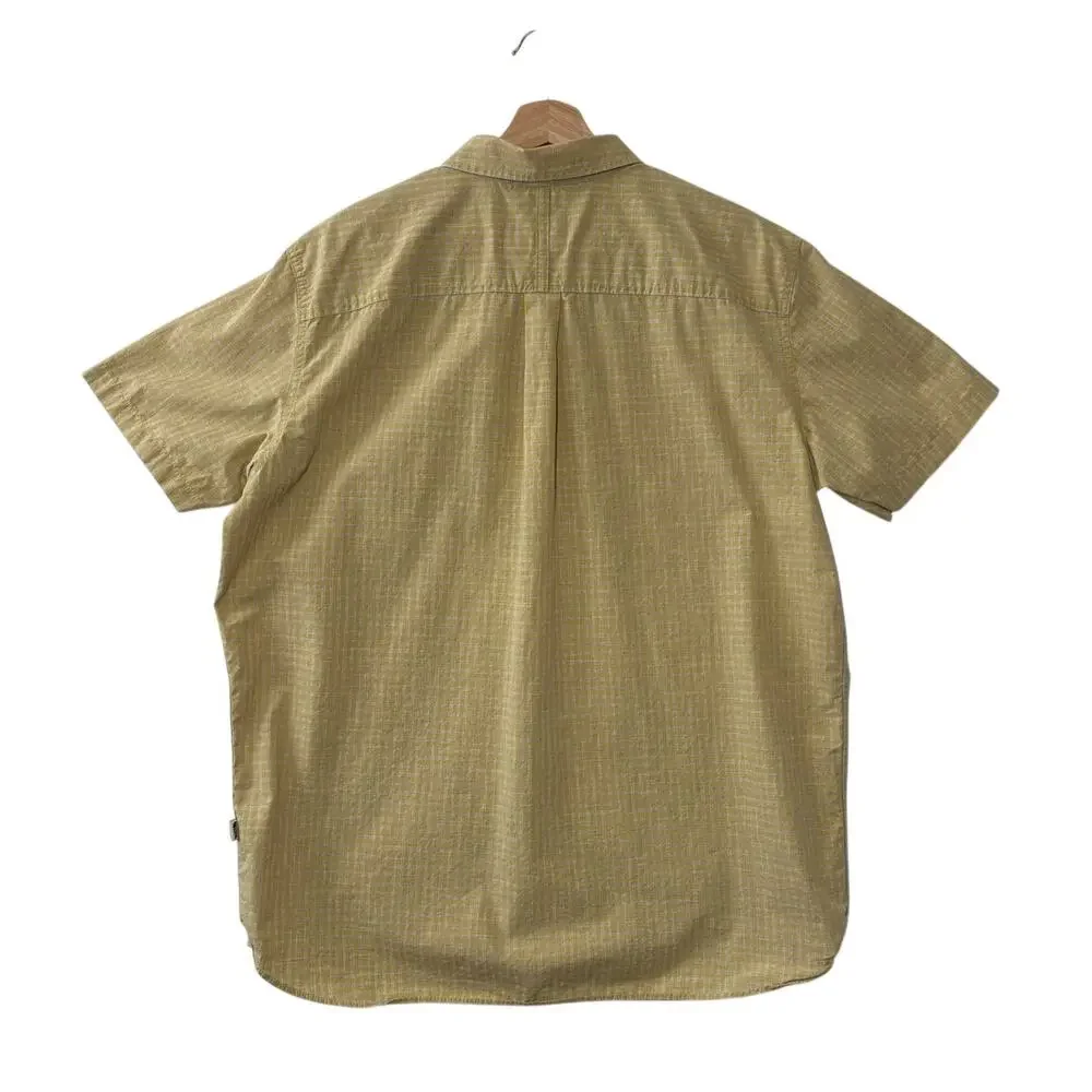 The North Face A3G4C Button Up Shirt XL Yellow Gray Check Cotton Short Sleeve XL